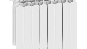 Aluminijasti radiator z 8 elementi bele barve